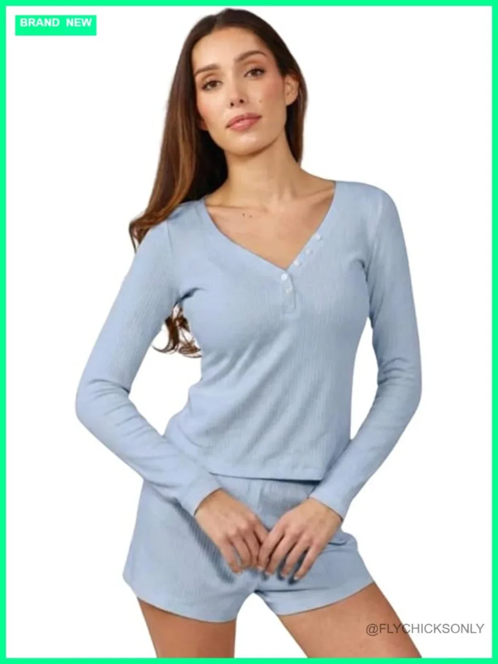 Pointelle Pajama Set, Long Sleeve and Shorts, Soft Sleepwear, Matching Nightwear